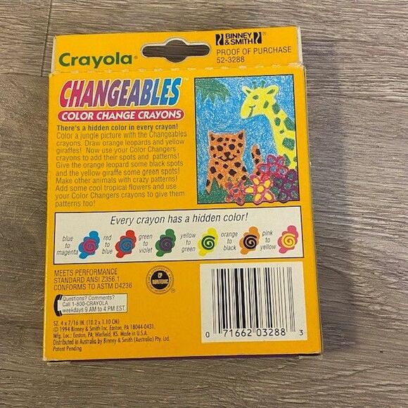 NIB Box of 8 CHANGABLES Color Change CRAYOLA CRAYONS 1994 - Picture 2 of 2